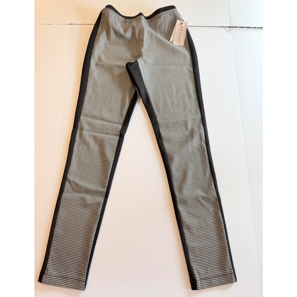 Philosophy Republic Clothing Womens Houndstooth Mixed Media Pull On Pants XS NEW